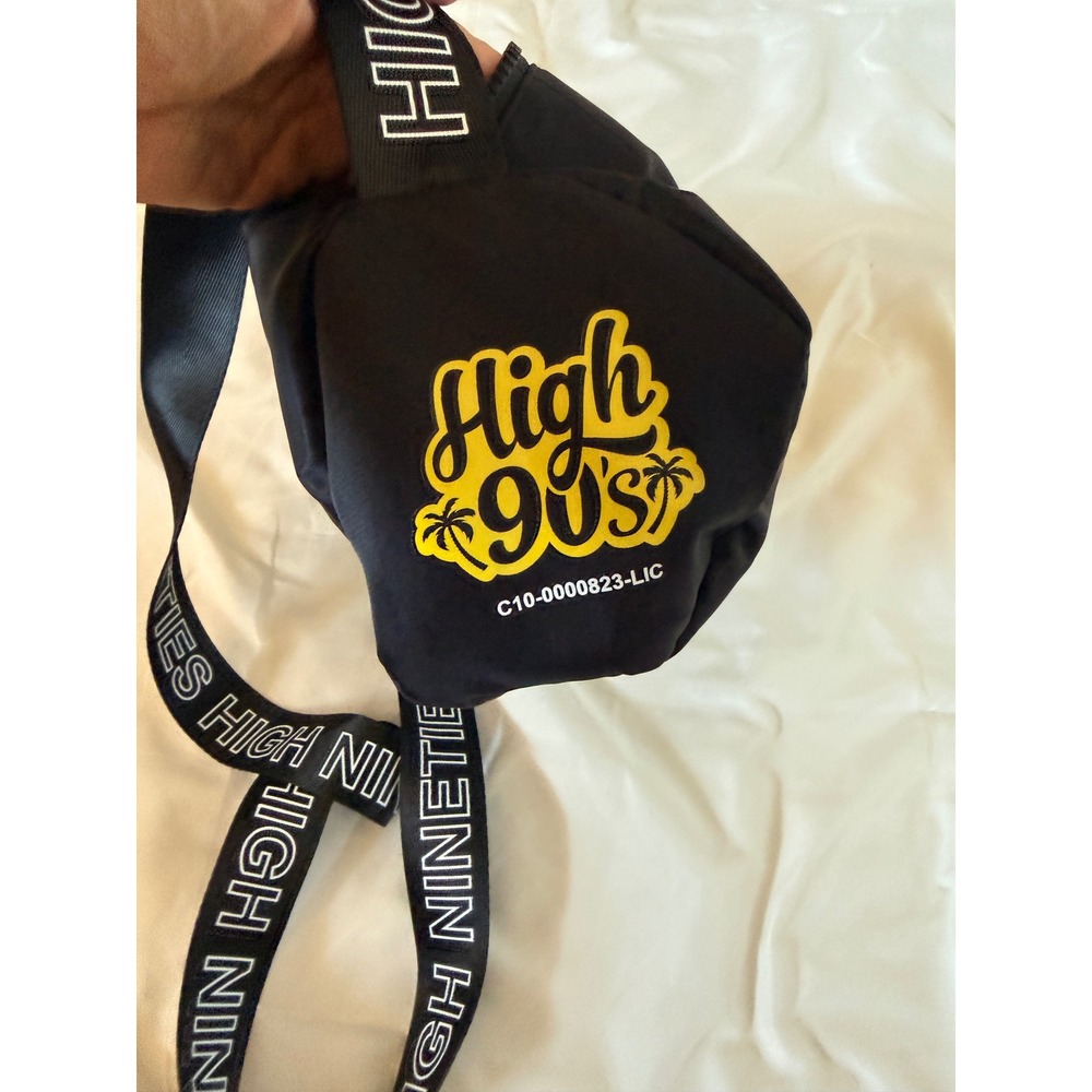 High Nineties High 90's Black Nylon Crossbody Barrel Bag Tote SoCal Flower Merch - Picture 2 of 5
